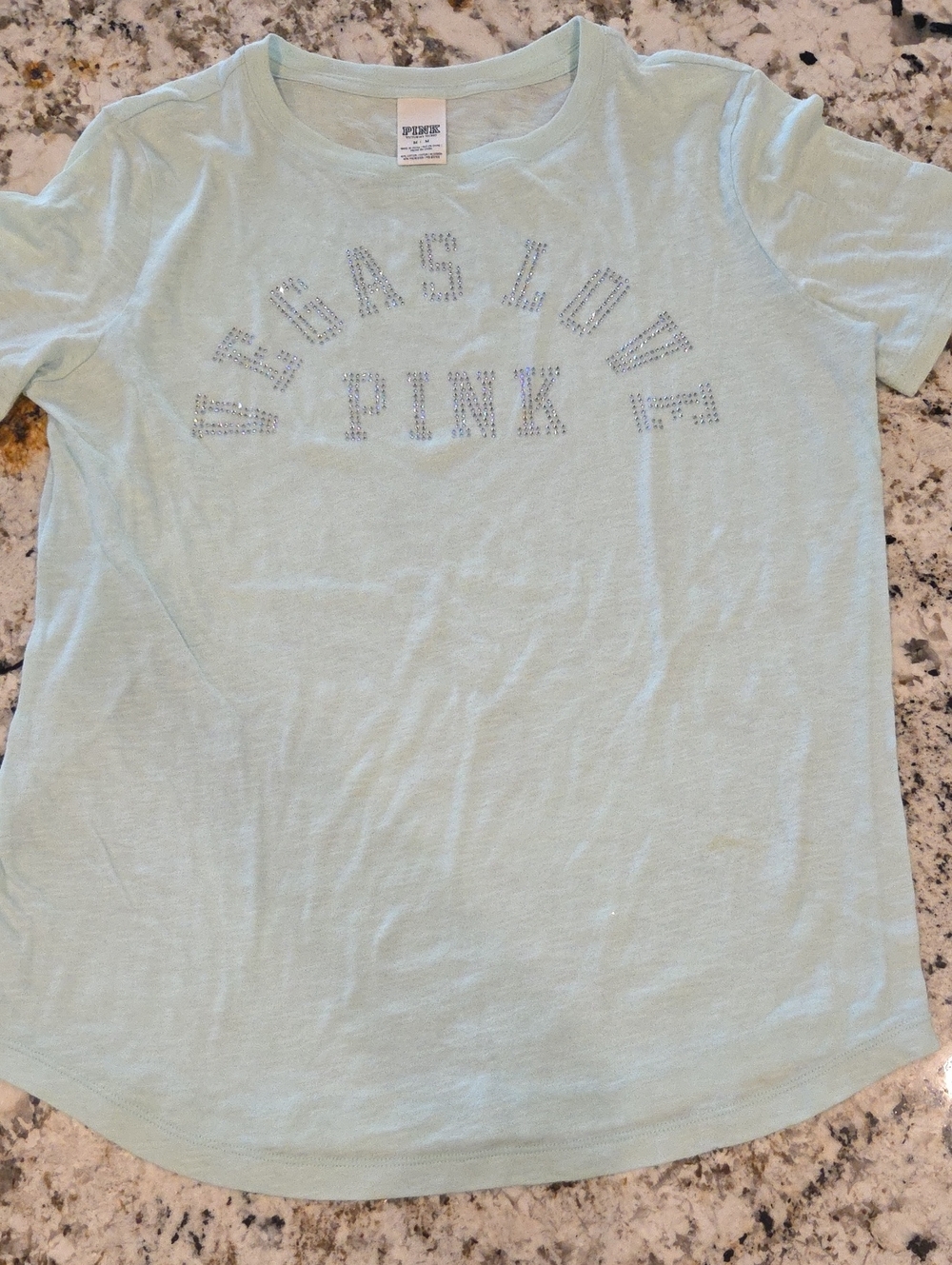 PINK Victoria's Secret Light Mint Graphic Tee - 'Vegas Love'